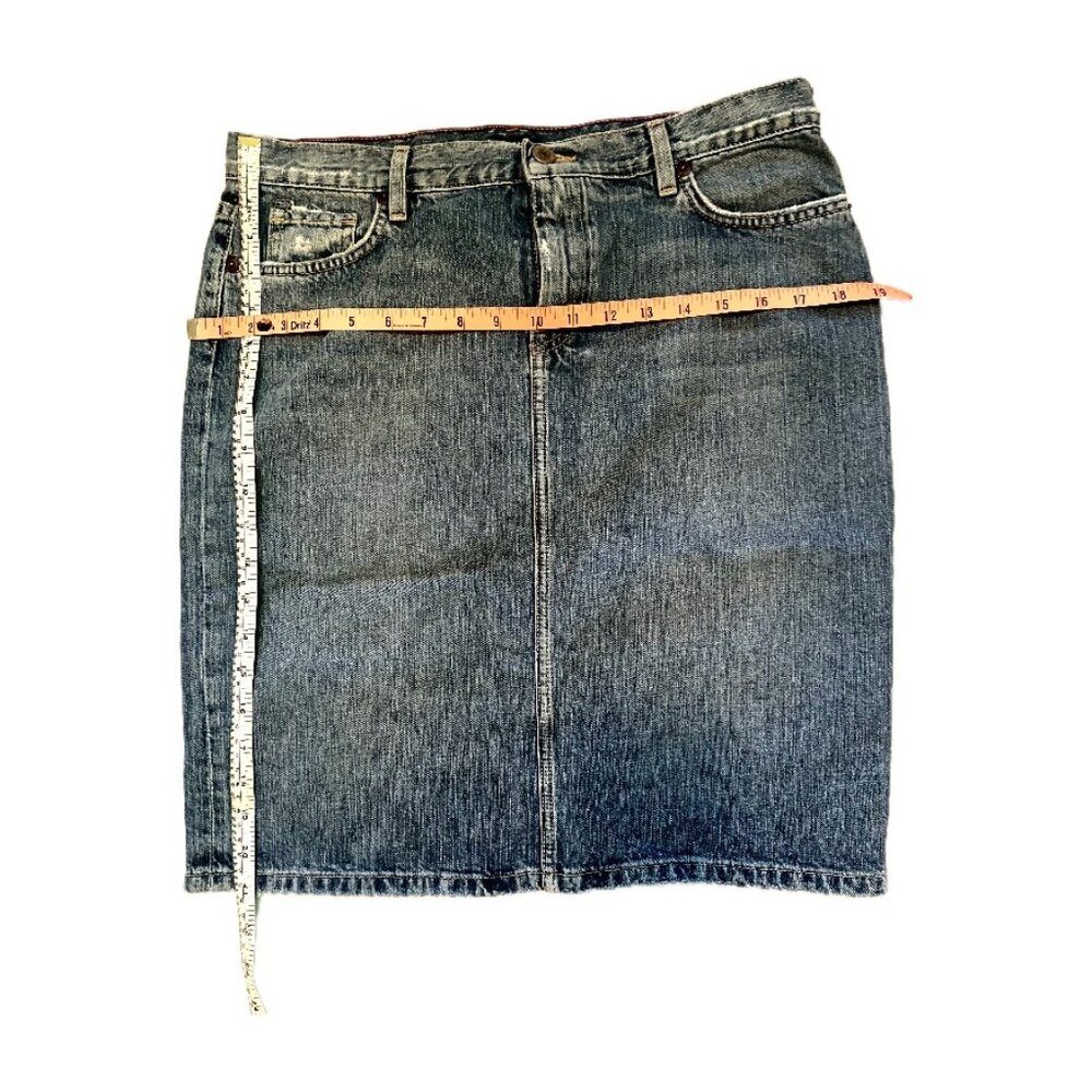 J Crew  mini denim pencil  skirt distressed cotton denim